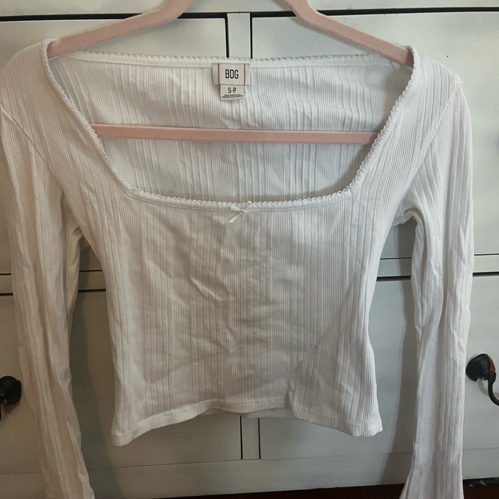 BDG Women's White Ribbed Top